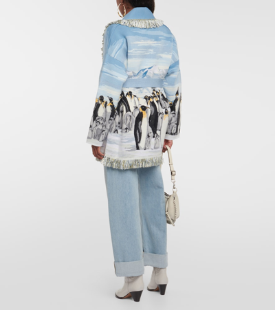 Alanui Icon Jacquard Cardigan In Blue