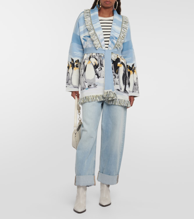 Alanui Icon Jacquard Cardigan In Blue