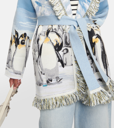 Alanui Icon Jacquard Cardigan In Blue