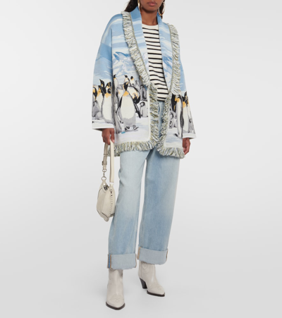 Alanui Icon Jacquard Cardigan In Blue