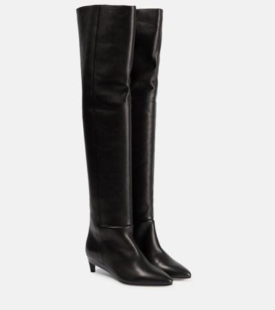 Shop Isabel Marant Lisali Leather Over-the-knee Boots In Black