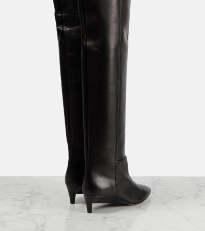 Shop Isabel Marant Lisali Leather Over-the-knee Boots In Black