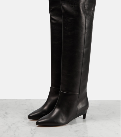 Shop Isabel Marant Lisali Leather Over-the-knee Boots In Black