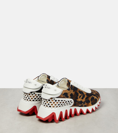 Christian Louboutin Loubishark Donna Crepe Satin Kitty Red Sole Runner Sneakers In Multicoloured