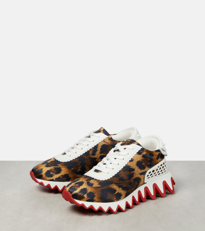 Christian Louboutin Loubishark Donna Crepe Satin Kitty Red Sole Runner Sneakers In Multicoloured