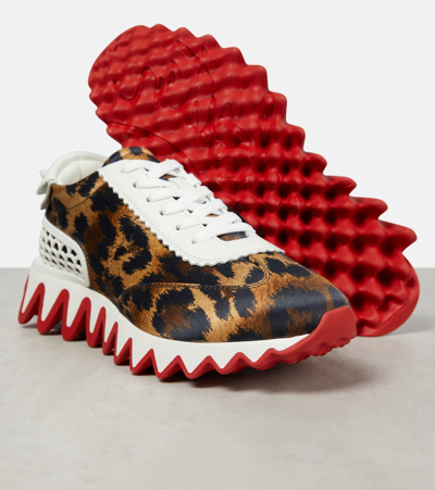 Christian Louboutin Loubishark Donna Crepe Satin Kitty Red Sole Runner Sneakers In Multicoloured