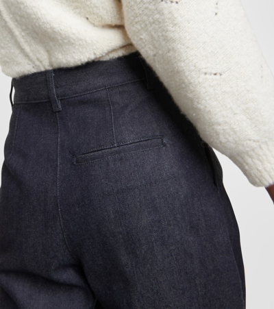 Shop Loro Piana Raydel Cotton-cashmere Wide-leg Pants In Blue