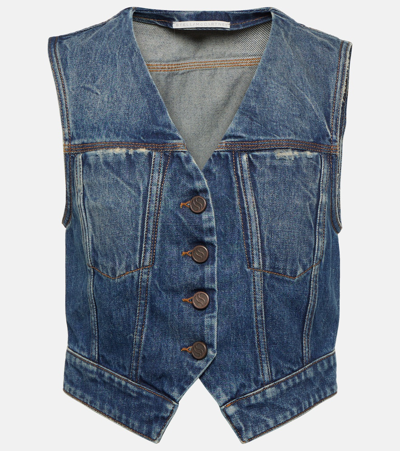 Shop Stella Mccartney Cropped Denim Vest In Blue