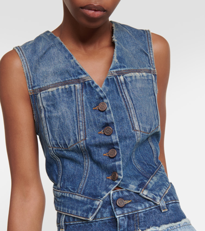 Shop Stella Mccartney Cropped Denim Vest In Blue