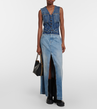 Shop Stella Mccartney Cropped Denim Vest In Blue