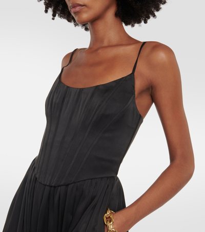 Shop Zimmermann Silk Corset Midi Dress In Black