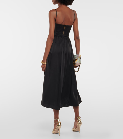 Shop Zimmermann Silk Corset Midi Dress In Black