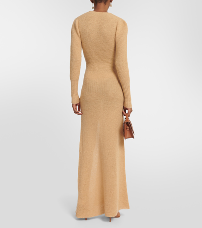 Shop Jacquemus La Robe Dao Mohair-blend Maxi Dress In Beige