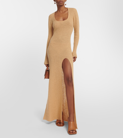 Shop Jacquemus La Robe Dao Mohair-blend Maxi Dress In Beige