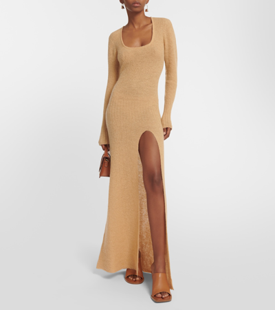 Jacquemus La Robe Dao Mohair-blend Maxi Dress In Beige