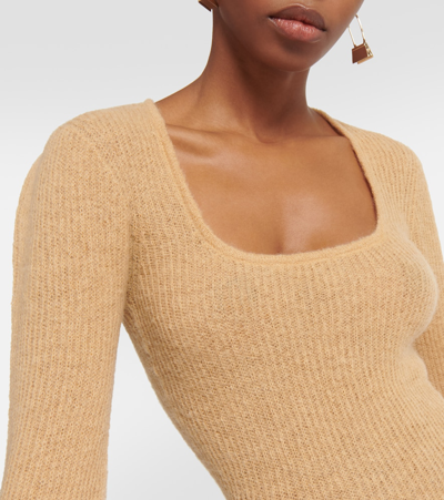 Jacquemus La Robe Dao Mohair-blend Maxi Dress In Beige