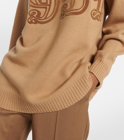 Shop Max Mara Fido Wool And Cashmere Sweater In Brown