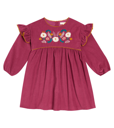 Shop Louise Misha Embroidered Cotton Dress In Red