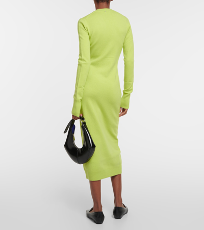 Shop Sportmax Divo Cashmere And Wool Blend Midi Dress In Green