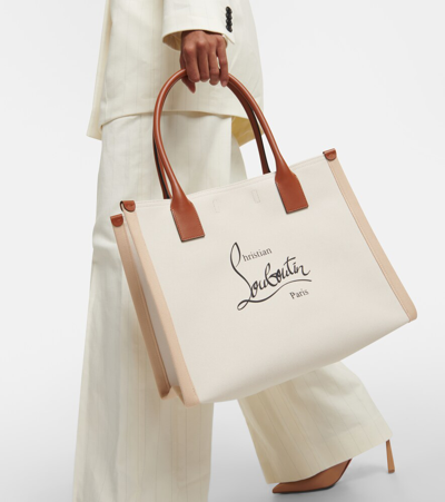 Christian Louboutin Nastroloubi Large Canvas Tote Bag In Neutrals