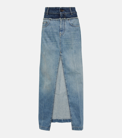 Stella Mccartney Paneled Denim Maxi Skirt In Blue