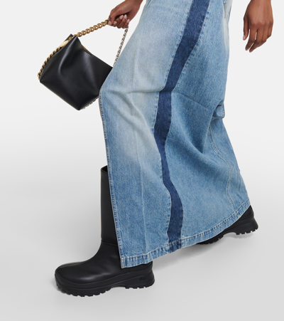 Stella Mccartney Paneled Denim Maxi Skirt In Blue