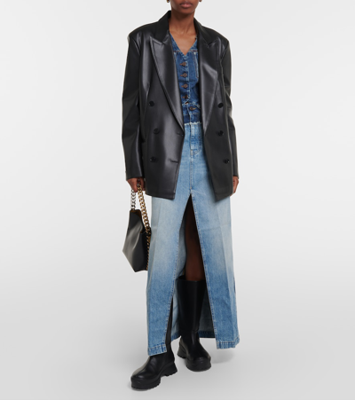 Stella Mccartney Paneled Denim Maxi Skirt In Blue