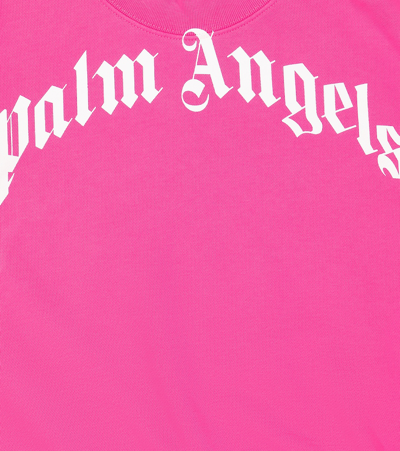 Shop Palm Angels Logo Cotton Jersey Sweatshirt In Pink