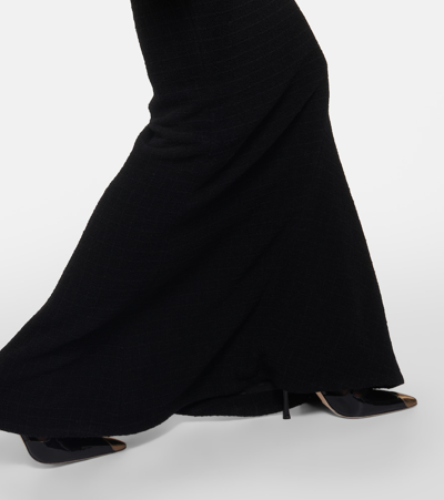 Alessandra Rich Checked Tweed Maxi Skirt In Black