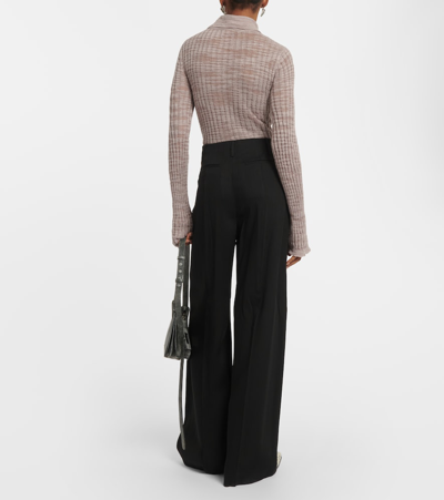 Shop Acne Studios Wool-blend Wide-leg Pants In Black