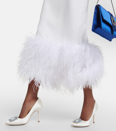 Manolo Blahnik Bridal Hangisi 105 Embellished Satin Pumps In White