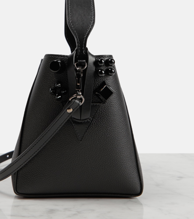 Christian Louboutin Cabachic Mini Spike Leather Shoulder Bag In Black