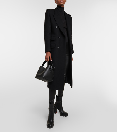 Christian Louboutin Cabachic Mini Spike Leather Shoulder Bag In Black