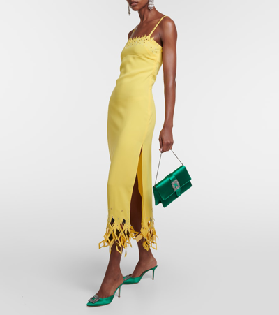 Manolo Blahnik Capri Crystal-embellished Satin Clutch In Green
