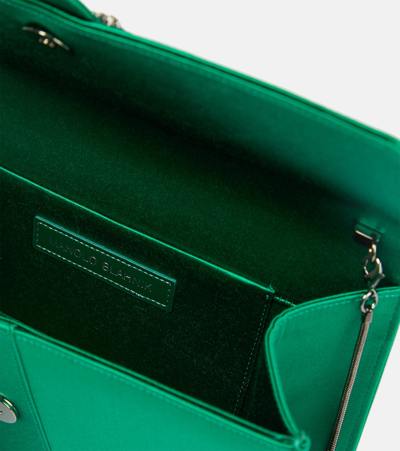 Shop Manolo Blahnik Capri Embellished Satin Clutch In Green