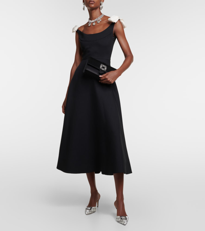 Manolo Blahnik Capri Crystal-embellished Leather Clutch In Black