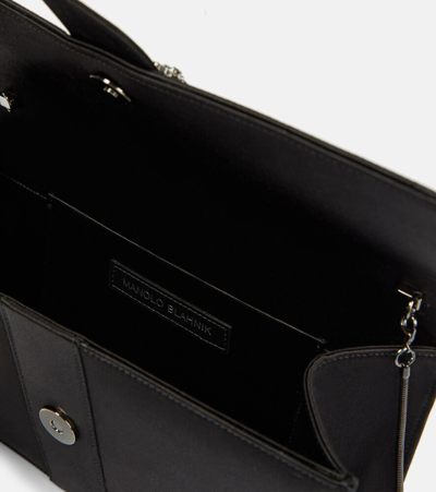 Manolo Blahnik Capri Crystal-embellished Leather Clutch In Black