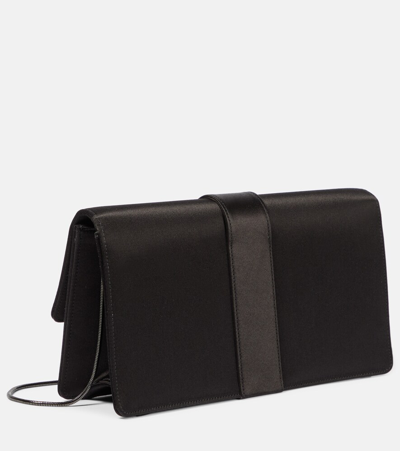 Manolo Blahnik Capri Crystal-embellished Leather Clutch In Black