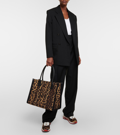 Christian Louboutin Nastroloubi Large Leopard Canvas Tote Bag In Neutrals