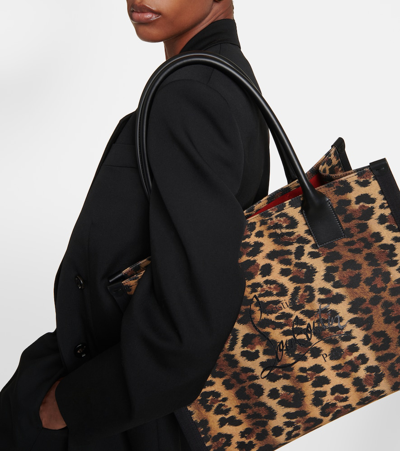 Christian Louboutin Nastroloubi Large Leopard Canvas Tote Bag In Neutrals
