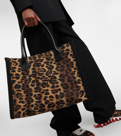 Christian Louboutin Nastroloubi Large Leopard Canvas Tote Bag In Neutrals
