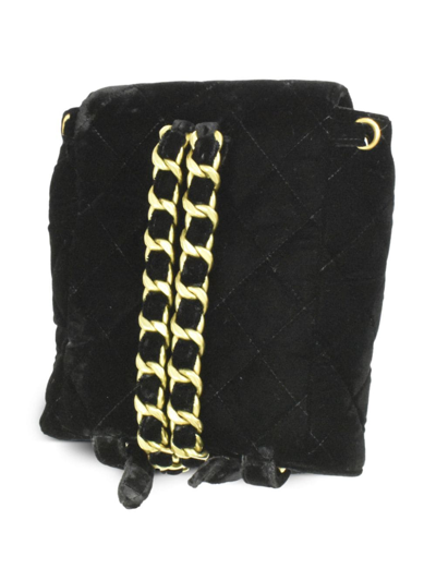 Pre-owned Chanel 1994-1996 Small Duma Velvet Backpack In Black