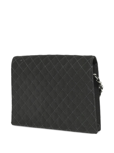 Pre-owned Chanel 2004-2005 Coat Of Arms Patch Flap Shoulder Bag In Black