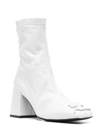 Shop Courrèges Heritage 70mm Leather Boots In White