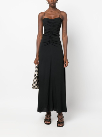 Shop Forte Forte Ruched Flared Maxi Dress In Black