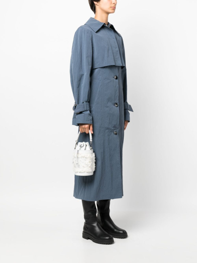 Shop Casadei Giulia Faux-shearling Bucket Bag In White