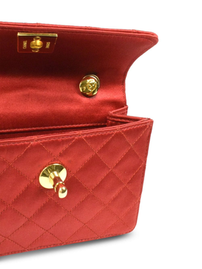 Pre-owned Chanel 1990 Mini Classic Flap Shoulder Bag In Red