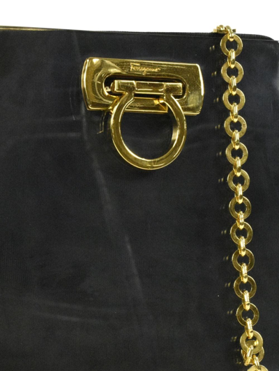 Pre-owned Ferragamo 1990-2000 Gancini Chain Shoulder Bag In Black