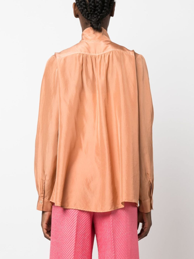 Shop Forte Forte High-neck Silk Blouse In Pink