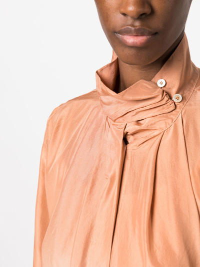 Shop Forte Forte High-neck Silk Blouse In Pink